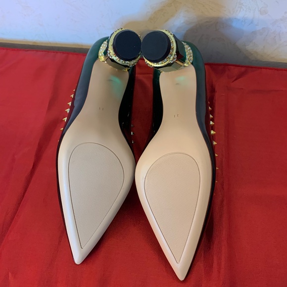 FSJ Green Bridal Pointed Toe Heels, Size 11 - Picture 7 of 9